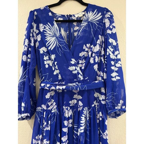 Calvin Klein Dress Women Navy Blue Floral Maxi Whimsy Cottage Lagenlook - Picture 4 of 9